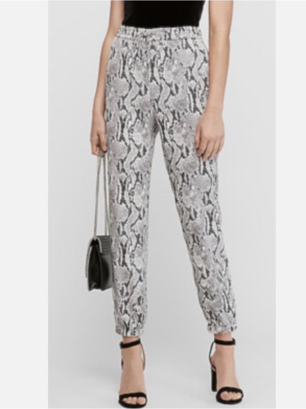Express Snake Print Jogger Pants - Gray/Black